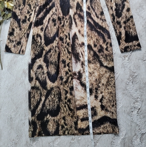 Yigal Azrouël Clouded Leopard Printed Scuba Sheath Fitted Dress NWT Size 6 - Picture 12 of 13